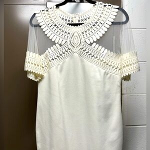 White lace cut dress